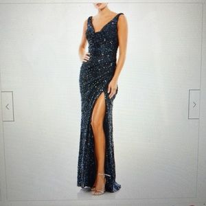Ieena for Mac Duggal sequined sleeveless,high slit Gown size 2